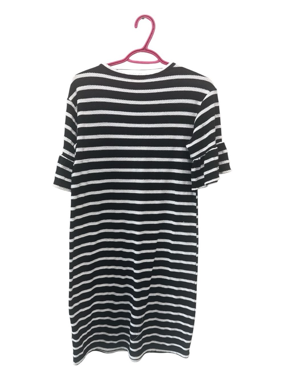 Joe Fresh Black & White Striped Knit Dress with Ruffle Sleeves – Size M - Picture 5 of 6